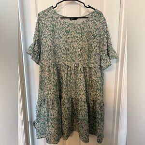 Green and white floral dress